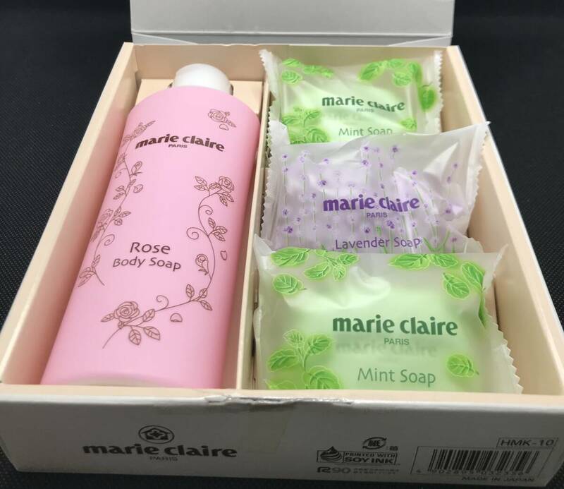 (SH2827) marie claire soap gift set マリー・クレール ソープ ギフト セット ボディーソープ 250ml 化粧石鹸 80g ２個 ローズの香り 