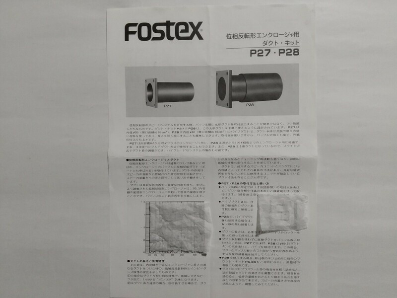 [81年]　Fostex フォステクス　ダクト・キット　P27 P28　説明書　1枚　（カタログ類）