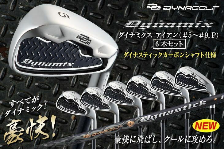 ▽新品 ダイナゴルフ ダイナミクスアイアン ５I～PW ６本セット カーボンシャフト Ｒ / S 飛ぶ キャビティアイアン