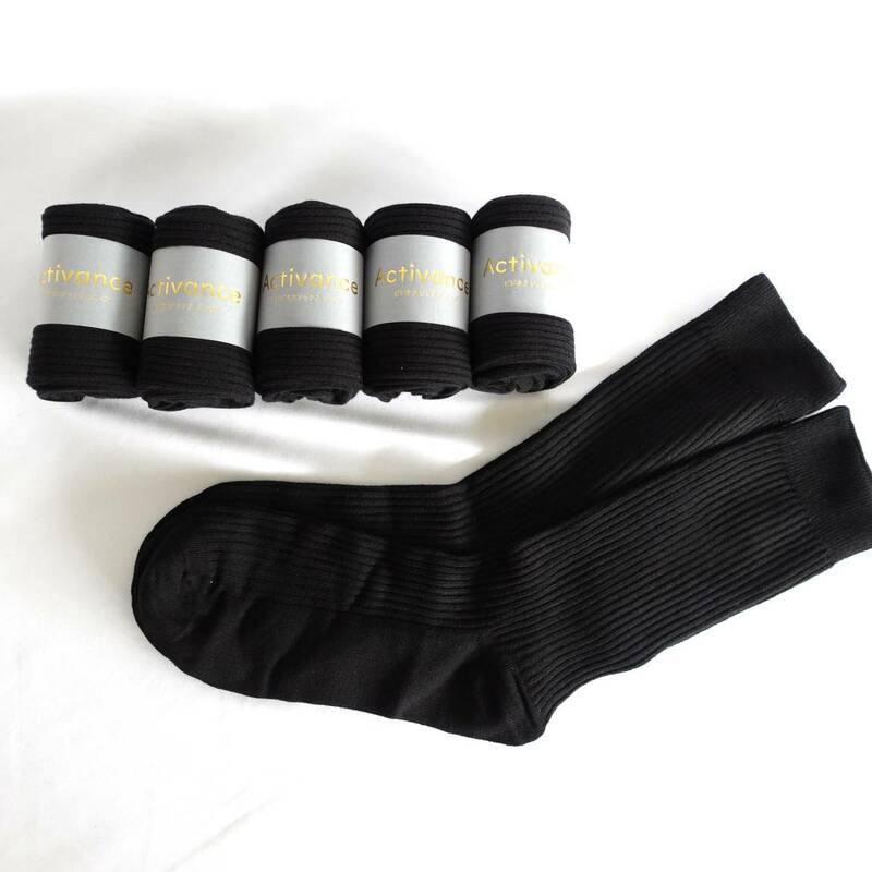 靴下　メンズ　ビジネスソックス　24-28ｃｍ　防臭　抗菌　クルーソックス　6足組 ブラック