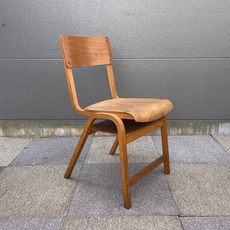 【福岡】欧風 スクールチェア アンティークチェア 椅子 学校椅子 ヴィンテージ 木製【KK0414-1】