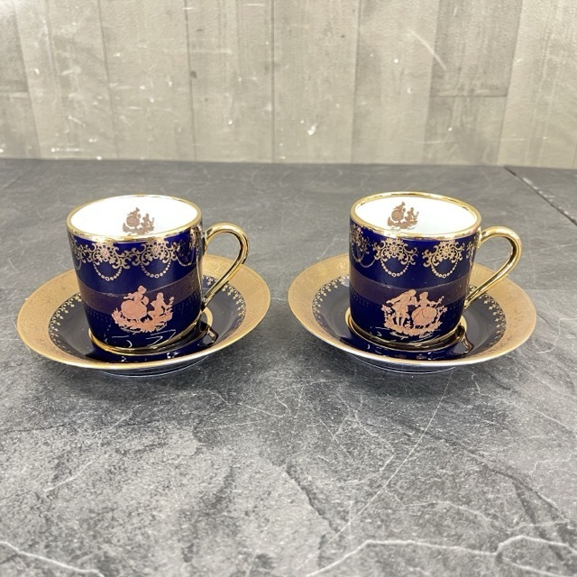 カップ&ソーサー 2客セット 【中古】 LIMOGES CASTEL リモージュキャッスル 22K GOLD 金彩 デミタス 洋食器 / 57241