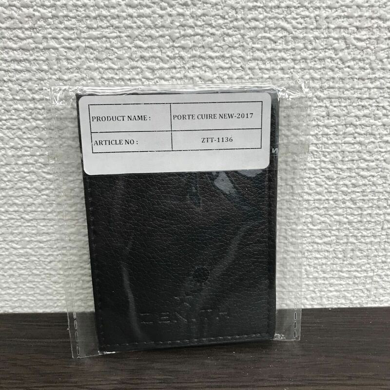 ①未使用保管品★ZENITH/ゼニス　カードケース　レザー　黒