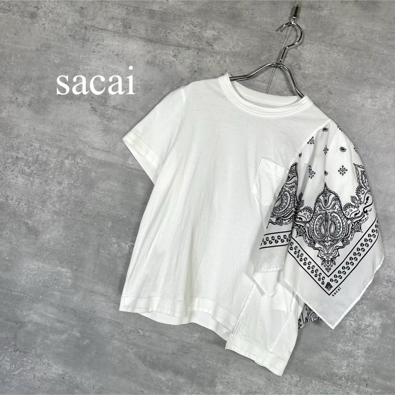 『sacai』 サカイ (1) ペイズリー柄 スカーフ風 Tシャツ