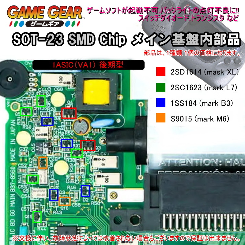 *1203C【修理部品】ゲームギア GG SOT23 SMD Chip メイン基盤内部品(5個) / スイッチダイオード,トランジスタ