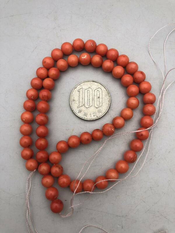 【吉】仏教聖品 赤サンゴ細工彫 数珠 せんしょく 極珍 極美k69