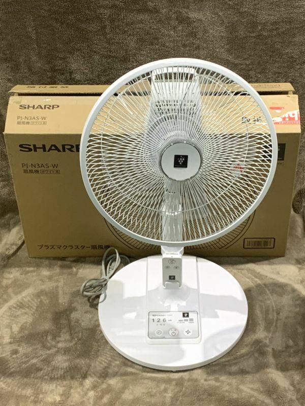 4-234-140【動作品】SHARP シャープ PJ-N3AS-W 2021年製 リモコン付 プラズマクラスター ホワイト リビング扇風機