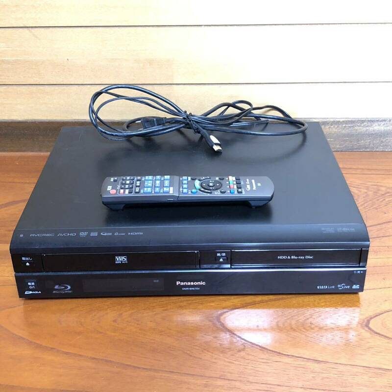 ●通電確認済み Panasonic パナソニック ブルーレイレコーダー DMR-BR670V リモコン付き HDD/BD/VHSレコーダー 2010年製　V64