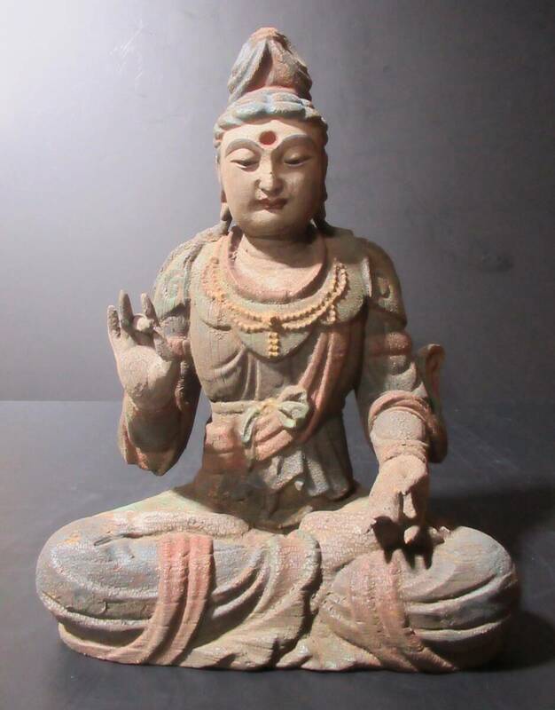仏教美術　木造細密彫 帝釋天像 置物 古賞物 古美術品 稀少珍蔵品