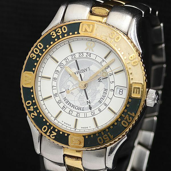 1円 稼働 良品 レビュートーメン QZ 581700 白文字盤 デイト メンズ腕時計 TCY6054000 4ETY