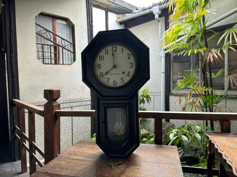 当時物　SEIKOSHA　精工舎 振り子時計 　トレードマーク S 　掛時計 柱時計 八角時計 ゼンマイ　稼働品　売り切り! 
