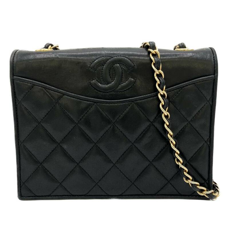 CHANEL シャネル マトラッセ チェーンショルダーバッグ ラムスキン ブラック 【中古】