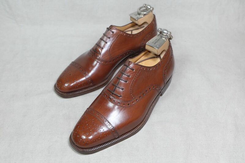 Italy vintage『BRUNO MAGLI』ブルーノマリ 美しいフルブローグシューズ UK6.5 イタリア製手製革靴ハンドメイドシームレスヒールビスポーク