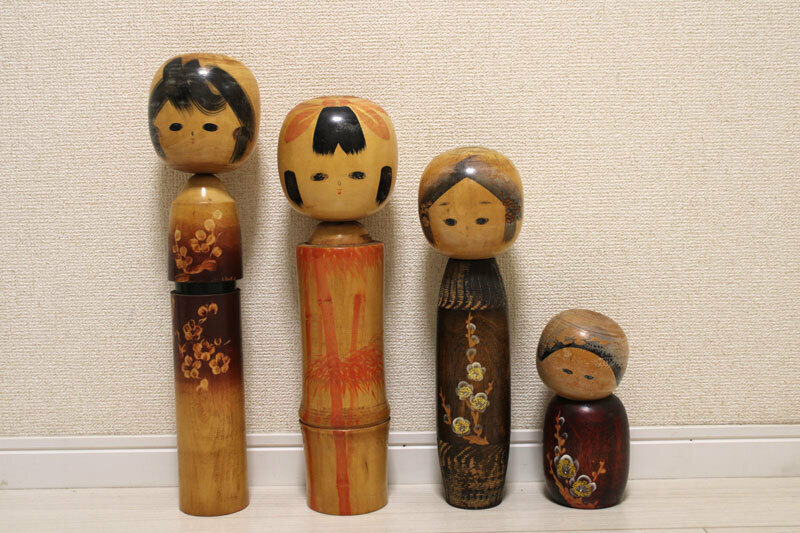 創作こけし 香村作こけし　4本セット　昭和レトロ アンティーク 置物 人形 郷土玩具 民芸品