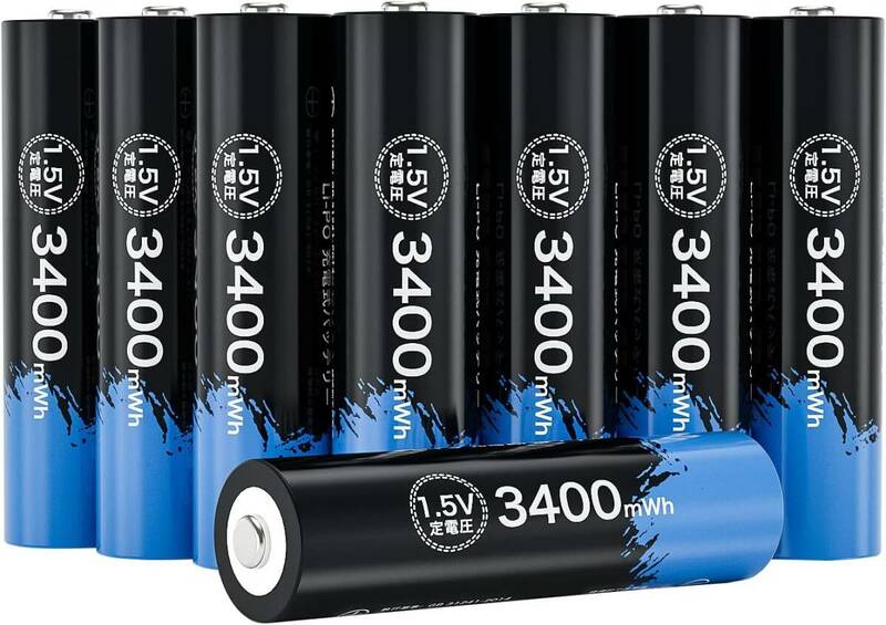 MXBatt リチウム充電池 1.5V充電池 単3形 充電式 AA リチウム電池 3400mWh 保護回路付き 繰返し充電1500