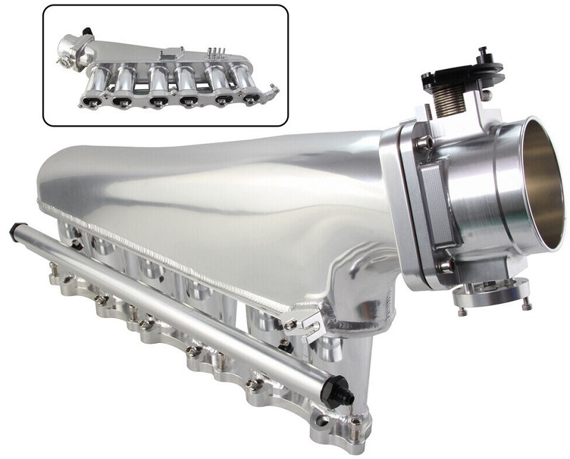 トヨタ JZA80 80スープラ 2JZ-GTE 3.0L ターボ アルミサージタンク 90パイ スロットルボディ キット シルバー