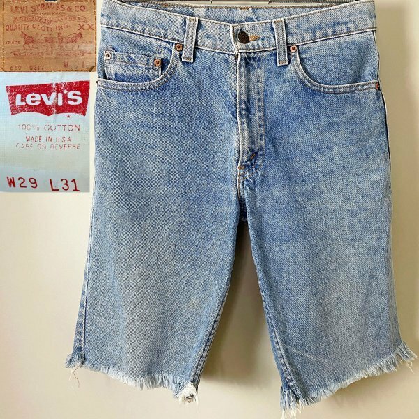 ★【希少90年代 USA製 米国製 ハーフ丈に丈カット済】Levi’s リーバイス 610 (610-0217) ストレート インディゴ デニム ハーフ パンツ W29