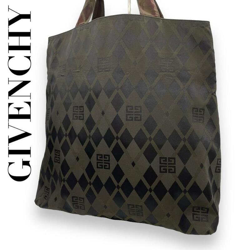 良品　GIVENCHY　ジバンシー　S62　ナイロン　トートバッグ　カーキ