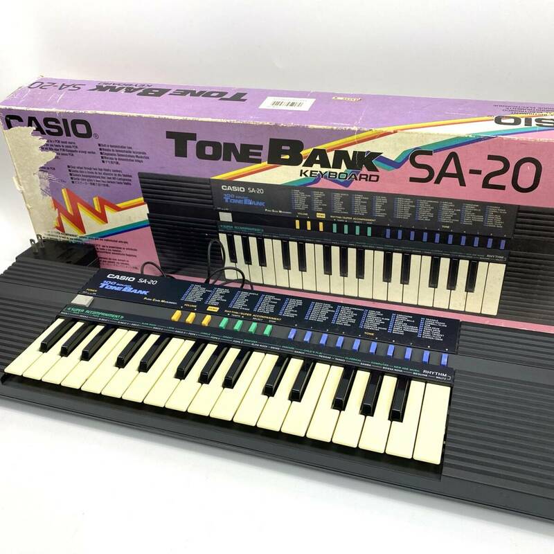 CASIO/カシオ キーボード 電子ピアノ 100 SOUND TONE BANK SA-20 アダプター/箱付き 音楽 楽器 習い事 動作確認済 24d菊DO