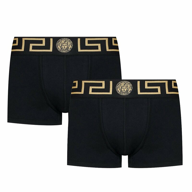 送料無料 2 VERSACE ヴェルサーチ AU10181 A232741 ブラック アンダーウェア ボクサーパンツ 2枚セット size 8