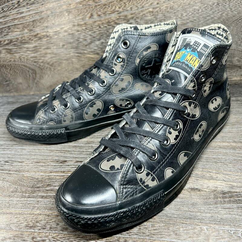 ◆CONVERSE BATMAN別注◆ コンバース バットマン コラボ 26.5cm（表記US8）レザーハイカットスニーカー メンズ 中古 宅急便 即決