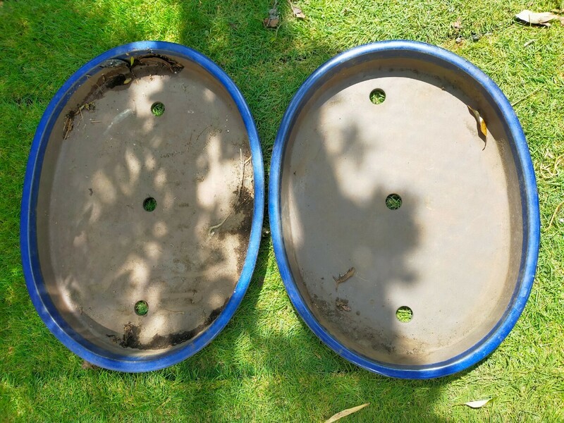盆栽鉢 2個セット (A 約480mmx375x60 B450x345x55) 植木鉢 植物鉢 丸型 水耕栽培 同梱まとめ買いOK(似たものあります)