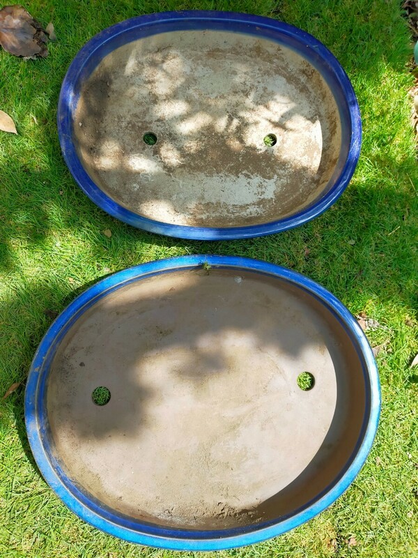 盆栽鉢 2個セット (A405x330x60 B375x295x60) 丸形 植木鉢 水耕栽培 植物鉢 同梱まとめ(別に出品あり)