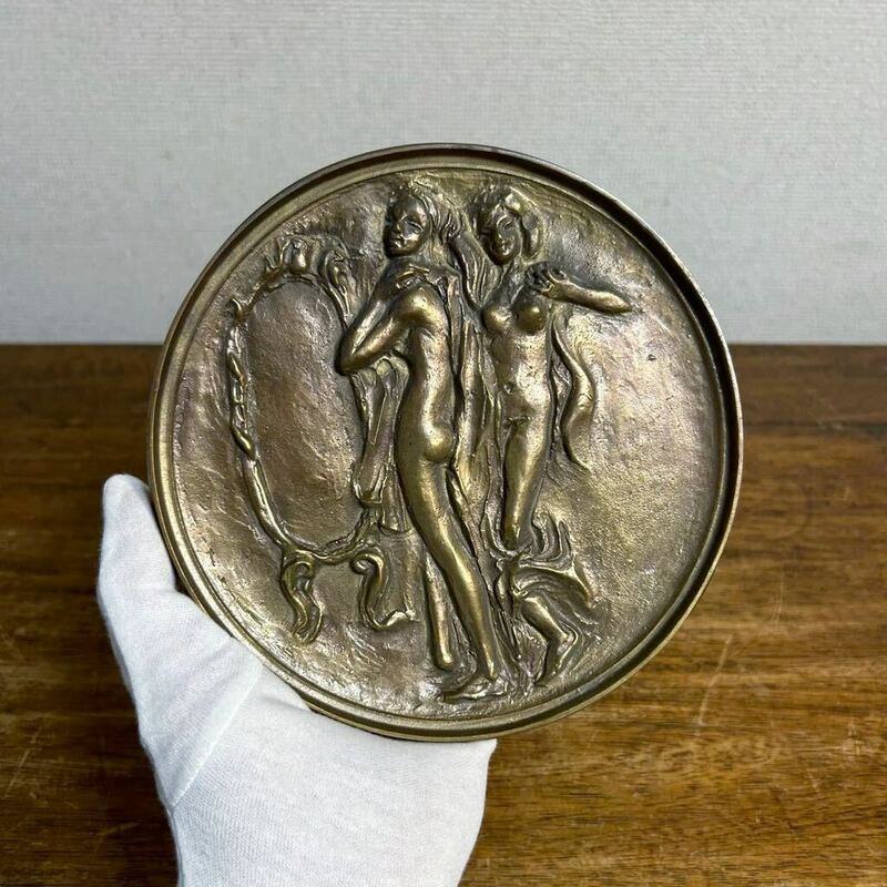 西洋アンティーク 真鍮 ブロンズ レリーフ プレート ビンテージ 銅 メダル 彫刻 フランス ヨーロッパ 雑貨