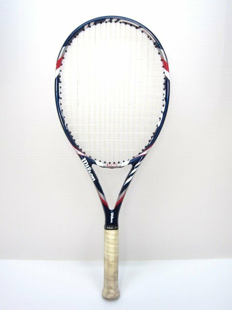 （中古）Wilson ウィルソン 硬式テニスラケット JUICE100 2013年モデル グリップサイズ3 グリップテープ使用感有 ガット張り現状（柏）