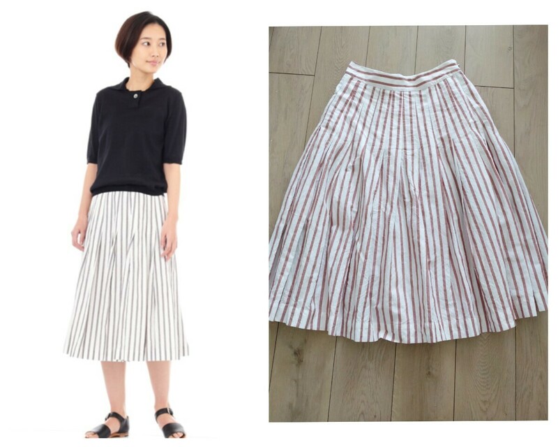 美品☆マーガレットハウエル2019SS　BOLD STRIPE COTTON LINENスカート