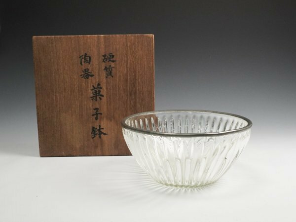 時代硝子 義山 菓子鉢 ガラス鉢 用心箱 茶道具 保証品9955AC
