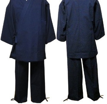 [江戸てん]日本製高級紬織作務衣 ズボンのみ　紺　M