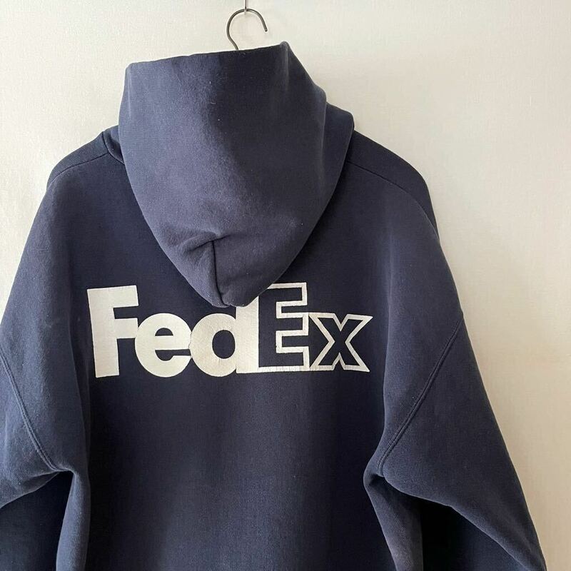 90s FedEx スウェット パーカー XL ネイビー ビンテージ 90年代 DISCUS ディスカス フェデックス 企業 オリジナル ヴィンテージ