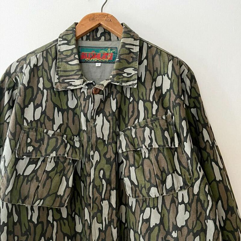 90s BUSHLINE OUTDOOR ツリーカモ ジャングルファティーグ ジャケット L ビンテージ 90年代 迷彩 ミリタリージャケット ヴィンテージ