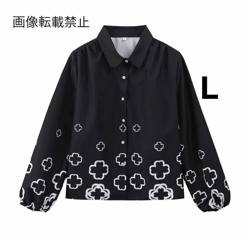 vintage ヴィンテージ レトロ 柄 シャツ ブラウス トップス Lサイズ レディース★ZARA 好きな方に★2024 S/S 春新作 新品未使用★