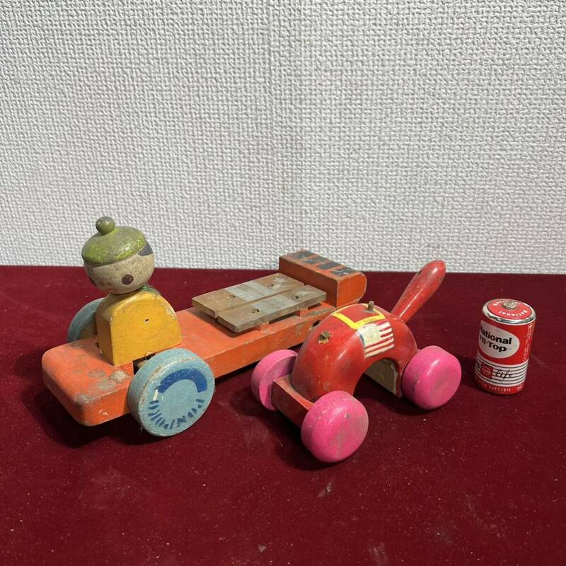 3棚020 昭和レトロ　木製おもちゃ　☆昔　ビンテージカー　50年代　ジャンク