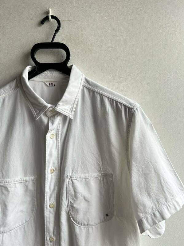 【美品】45rpm 半袖シャツ メンズ M ホワイト 白 無地 コットン100% 日本製 フォーティーファイブ