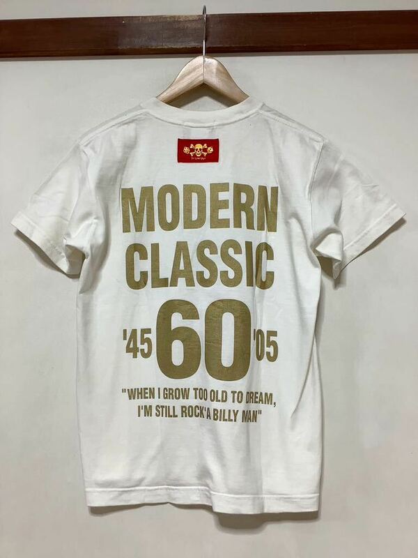 は1375 CREAM SODA クリームソーダ プリントTシャツ 半袖Tシャツ S ホワイト/ゴールド ロカビリー MODERN CLASSIC 45-05 60