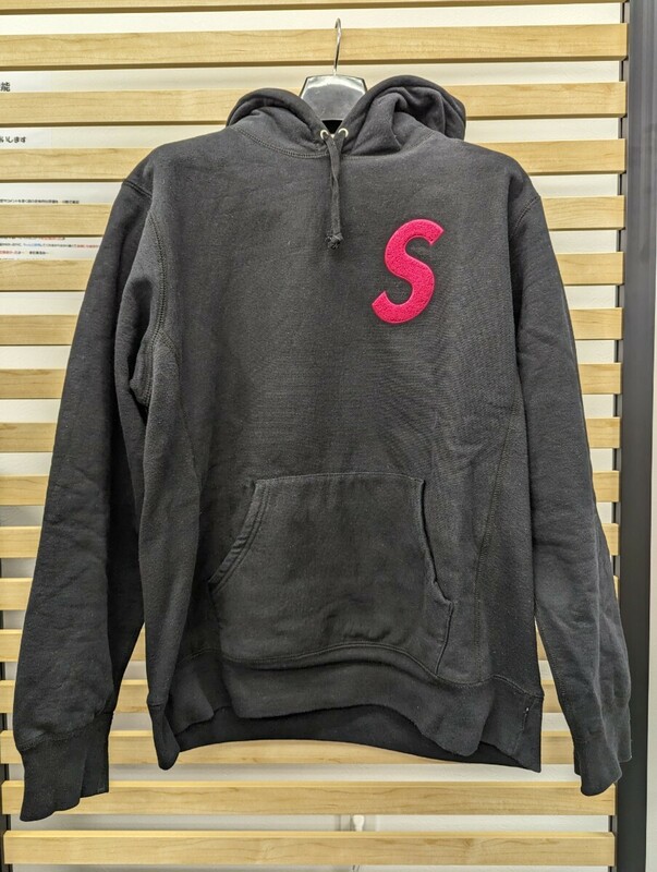 Supreme シュプリーム S Logo Hooded Sweatshirt Sパイルロゴ フーディー パーカー Lsize ブラック 大手アパレル専門買取店鑑定済み