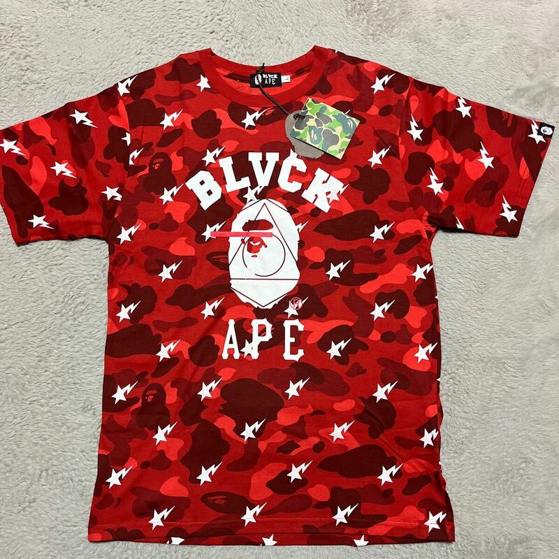 新品未使用　A BATHING APE BAPE KAWS BLVCK SCVLE STA RED CAMO tee tシャツ 赤　L SHARK 