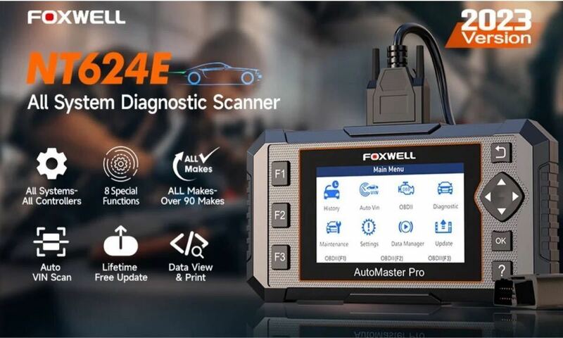 国内出荷 日本語 Foxwell NT624 エリート オールシステムス キャンツール 自動車 故障診断機 OBD2 エンジン ABS SRS HVAC オイルリセット