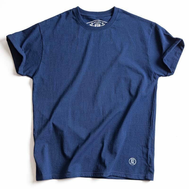 新品◇ 天然藍 藍染 綿100% 半袖 Tシャツ スウェット メンズ クルーネック 7.5oz インディゴ 濃紺 ヴィンテージ XL