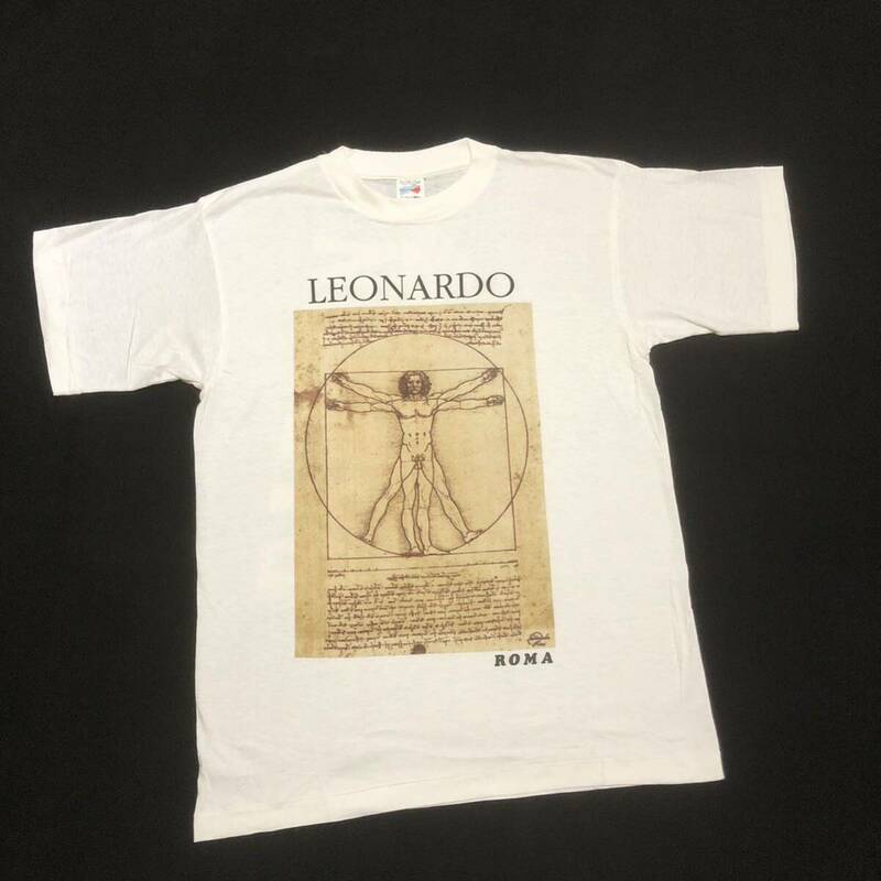 deadstock 90s Leonardo da Vinci ウィトルウィウス的人体図 アートT tシャツ ダビンチ ビンテージ コレクション デッドストック 激レア 昔