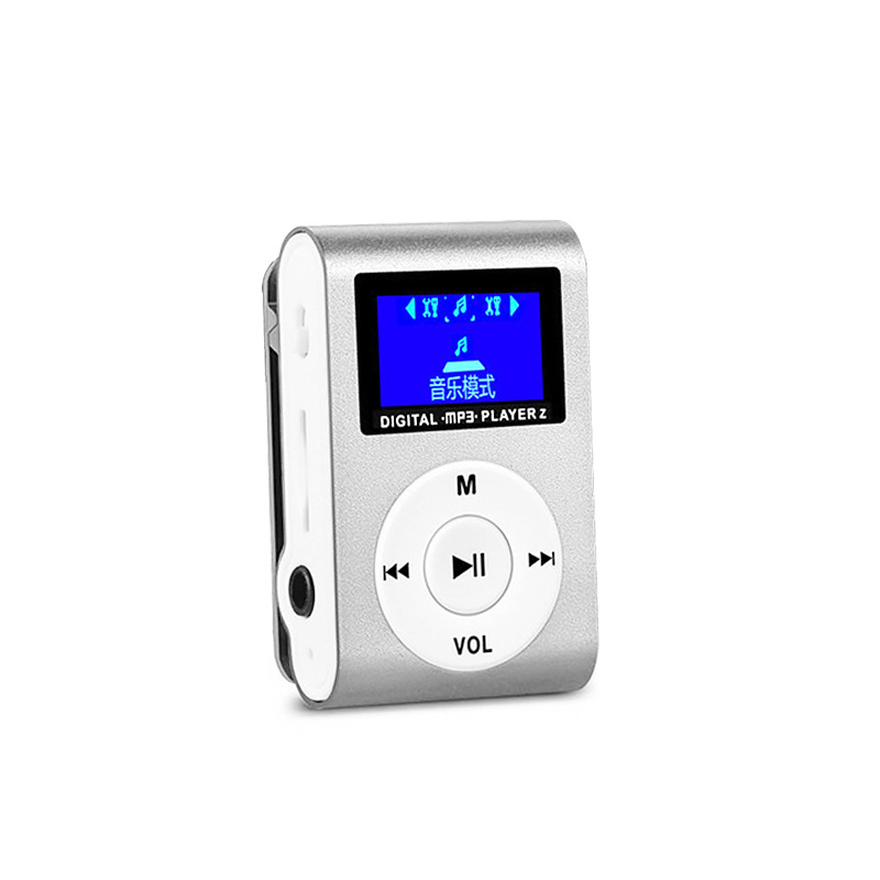MP3プレーヤー アルミ LCDスクリーン付き クリップ microSD式 MP3プレイヤー シルバーｘ１台*送料無料定形外