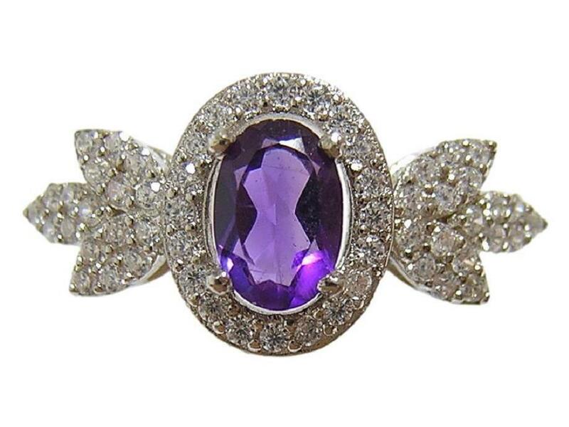 『天然アメジスト』 デザインリング　指輪　紫水晶