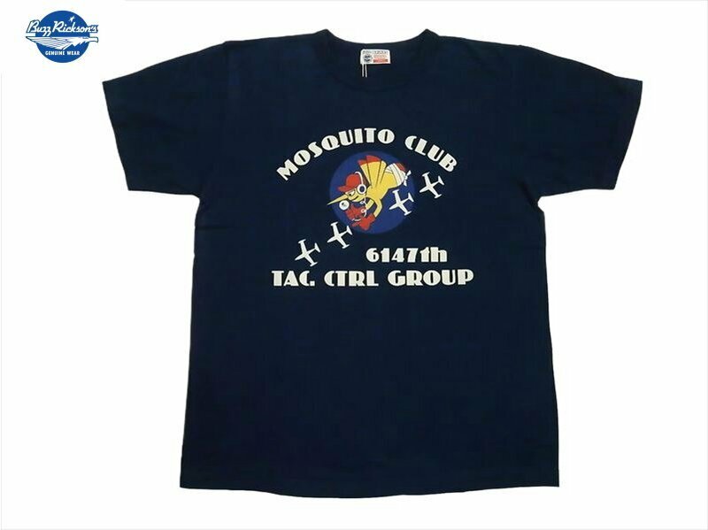 バズリクソンズ BUZZ RICKSON'S BR79345「MOSQUITO CLUB/モスキートクラブ」ミリタリー 半袖Tシャツ ネイビー 新品 Lサイズ