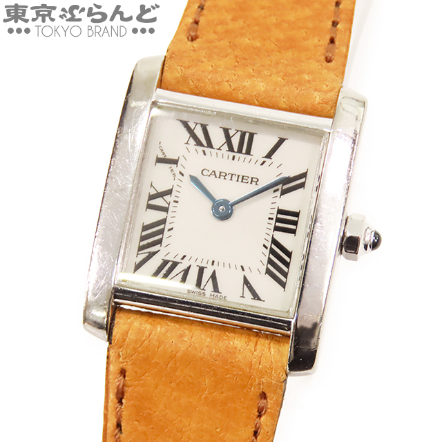 101729674 1円 カルティエ CARTIER タンクフランセーズ SM W5001256 2403 ホワイトゴールド K18WG レザー 腕時計 レディース クォーツ