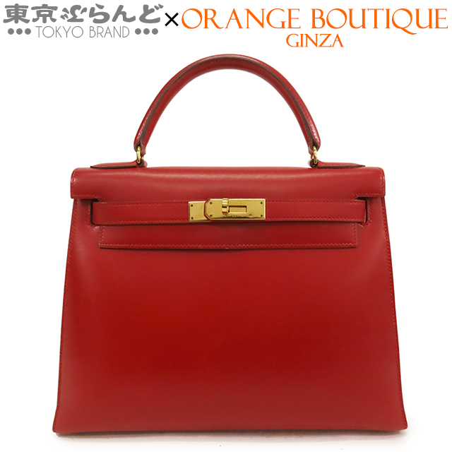 101730614 エルメス HERMES ケリー 28 〇U刻印 ルージュヴィフ ゴールド金具 ボックスカーフ 外縫 ハンドバッグ レディース ヴィンテージ