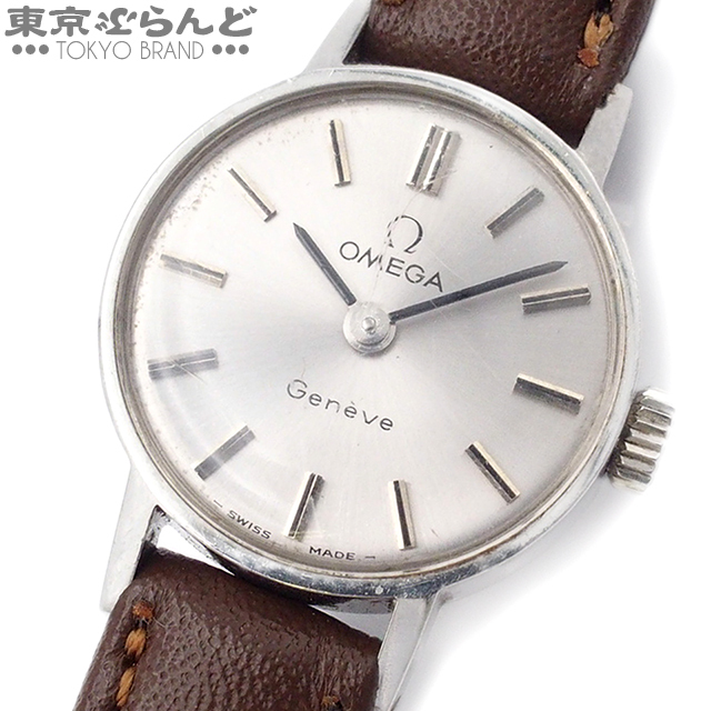 101729646 1円 オメガ OMEGA ジュネーブ 511.0426 cal.485 シルバー SS レザー 手巻き 腕時計 レディース アンティーク 日差大 難有品