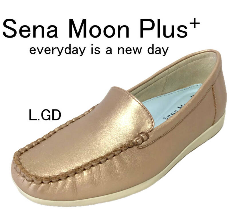 セナムーンプラス Sena Moon Plus 9304 ライトゴールド 23.0cm モカシン スリッポン レディース カジュアル シューズ 本革 軽量